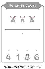 Match by count of Rabbit, game for children. Vector illustration, printable worksheet