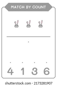 Match by count of Rabbit, game for children. Vector illustration, printable worksheet