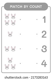 Match by count of Rabbit, game for children. Vector illustration, printable worksheet