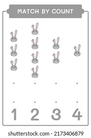 Match by count of Rabbit, game for children. Vector illustration, printable worksheet
