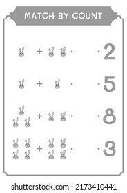 Match by count of Rabbit, game for children. Vector illustration, printable worksheet