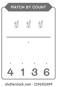 Coincidencia por número de Conejo, juego para niños. Ilustración del vector, hoja de cálculo imprimible