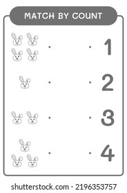 Match by count of Rabbit, game for children. Vector illustration, printable worksheet