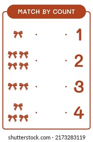 Match by count of Ribbon, Spiel für Kinder. Vektorgrafik, druckbares Arbeitsblatt
