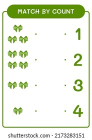 Match by count of Ribbon, Spiel für Kinder. Vektorgrafik, druckbares Arbeitsblatt