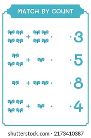 Match by count of Ribbon, game for children. Vector illustration, printable worksheet