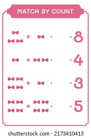Match by count of Ribbon, Spiel für Kinder. Vektorgrafik, druckbares Arbeitsblatt