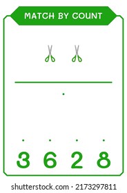 Match by count of Scissor, game for children. Vector illustration, printable worksheet
