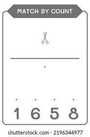 Match by count of Scissor, game for children. Vector illustration, printable worksheet
