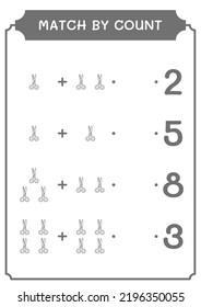 Coincidencia por número de Scissor, juego para niños. Ilustración del vector, hoja de cálculo imprimible