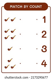 Match by count of Smoking pipe, game for children. Vector illustration, printable worksheet