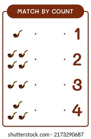 Match by count of Smoking pipe, game for children. Vector illustration, printable worksheet