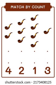 Match by count of Smoking pipe, game for children. Vector illustration, printable worksheet