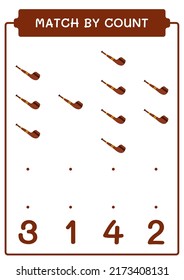 Match by count of Smoking pipe, game for children. Vector illustration, printable worksheet