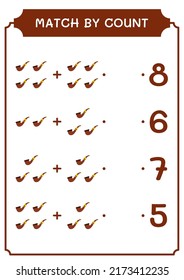 Match by count of Smoking pipe, game for children. Vector illustration, printable worksheet
