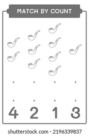 Match by count of Smoking pipe, game for children. Vector illustration, printable worksheet