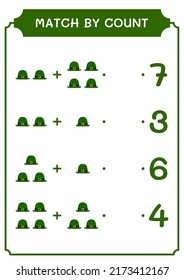 Match by count of St. Patrick's Day hat, game for children. Vector illustration, printable worksheet