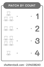 Match by count of St. Patrick's Day hat, game for children. Vector illustration, printable worksheet