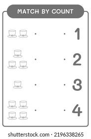 Match by count of St. Patrick's Day hat, game for children. Vector illustration, printable worksheet