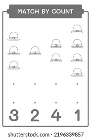 Match by count of St. Patrick's Day hat, game for children. Vector illustration, printable worksheet