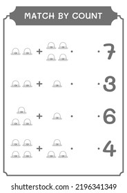Match by count of St. Patrick's Day hat, game for children. Vector illustration, printable worksheet