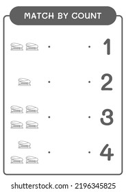 Match by count of Stapler, game for children. Vector illustration, printable worksheet
