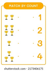 Match by count of Trophy, game for children. Vector illustration, printable worksheet