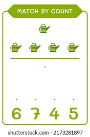 Coincidencia por número de latas de agua, juego para niños. Ilustración del vector, hoja de cálculo imprimible