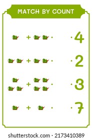 Match by count of Watering can, game for children. Vector illustration, printable worksheet