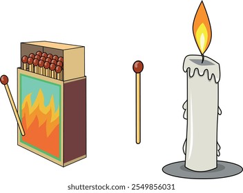 match and candle vector illustration