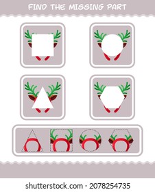 Match cartoon antlers headband parts. Matching game. Educational game for pre shool years kids and toddlers