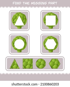 Match cartoon artichoke parts. Matching game. Educational game for pre shool years kids and toddlers