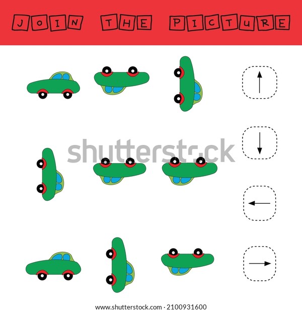 Match cartoon  cars and directions up,\
down, left and right. Educational game for\
children.