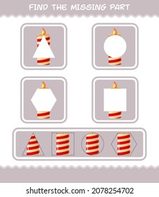 Match cartoon christmas candle parts. Matching game. Educational game for pre shool years kids and toddlers