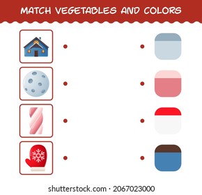 Match cartoon christmas and colors. Matching game. Educational game for pre shool years kids and toddlers