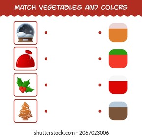 Match cartoon christmas and colors. Matching game. Educational game for pre shool years kids and toddlers