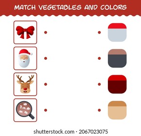 Match cartoon christmas and colors. Matching game. Educational game for pre shool years kids and toddlers