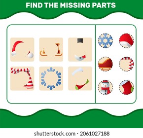 Match cartoon christmas parts. Matching game. Educational game for pre shool years kids and toddlers