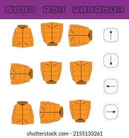 Match cartoon  coat  and directions up, down, left and right. Educational game for children.
