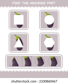 Match cartoon eggplant parts. Matching game. Educational game for pre shool years kids and toddlers