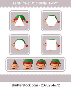 Match cartoon elf parts. Matching game. Educational game for pre shool years kids and toddlers
