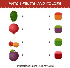 Match cartoon fruits and colors. Matching game. Educational game for pre shool years kids and toddlers