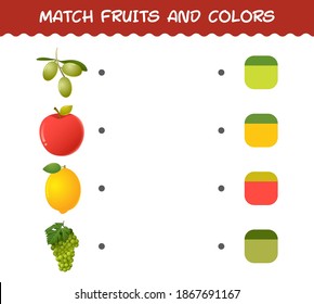 Match cartoon fruits and colors. Matching game. Educational game for pre shool years kids and toddlers