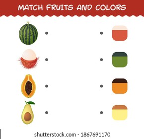 Match cartoon fruits and colors. Matching game. Educational game for pre shool years kids and toddlers