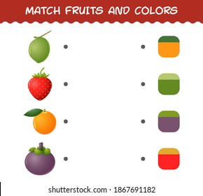 Match cartoon fruits and colors. Matching game. Educational game for pre shool years kids and toddlers