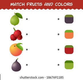 Match cartoon fruits and colors. Matching game. Educational game for pre shool years kids and toddlers