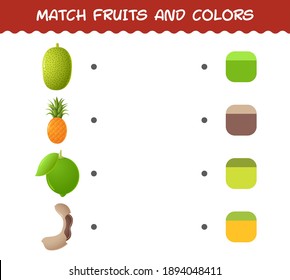 Match cartoon fruits and colors. Matching game. Educational game for pre shool years kids and toddlers