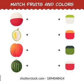 Match cartoon fruits and colors. Matching game. Educational game for pre shool years kids and toddlers