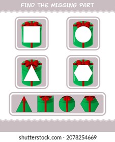 Match cartoon gift box parts. Matching game. Educational game for pre shool years kids and toddlers