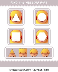 Match cartoon girls parts. Matching game. Educational game for pre shool years kids and toddlers